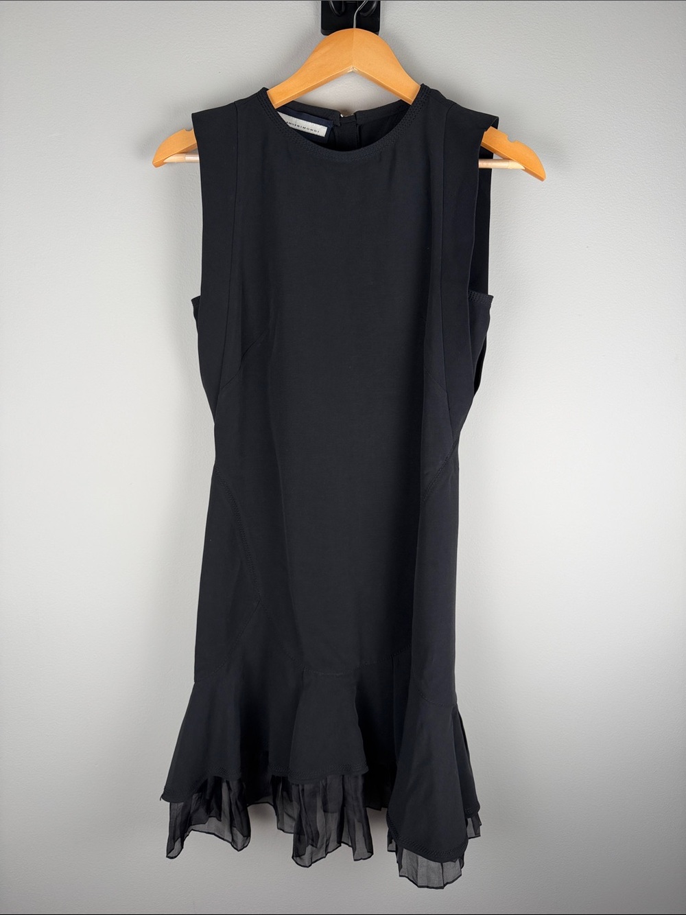 Aquilano Rimondi Sleeveless Black Fluted-Hem Dress Size EU 38/ US 6